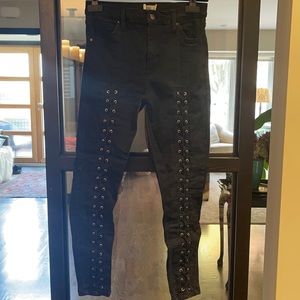 Topshop Jaime Skinny Jeans in Black Laceup style in Size 30
